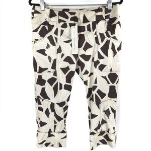 NWT DIANE von FURSTENBERG‎ SILK Blend Capri Floral Giraffe Print Pants Size 10